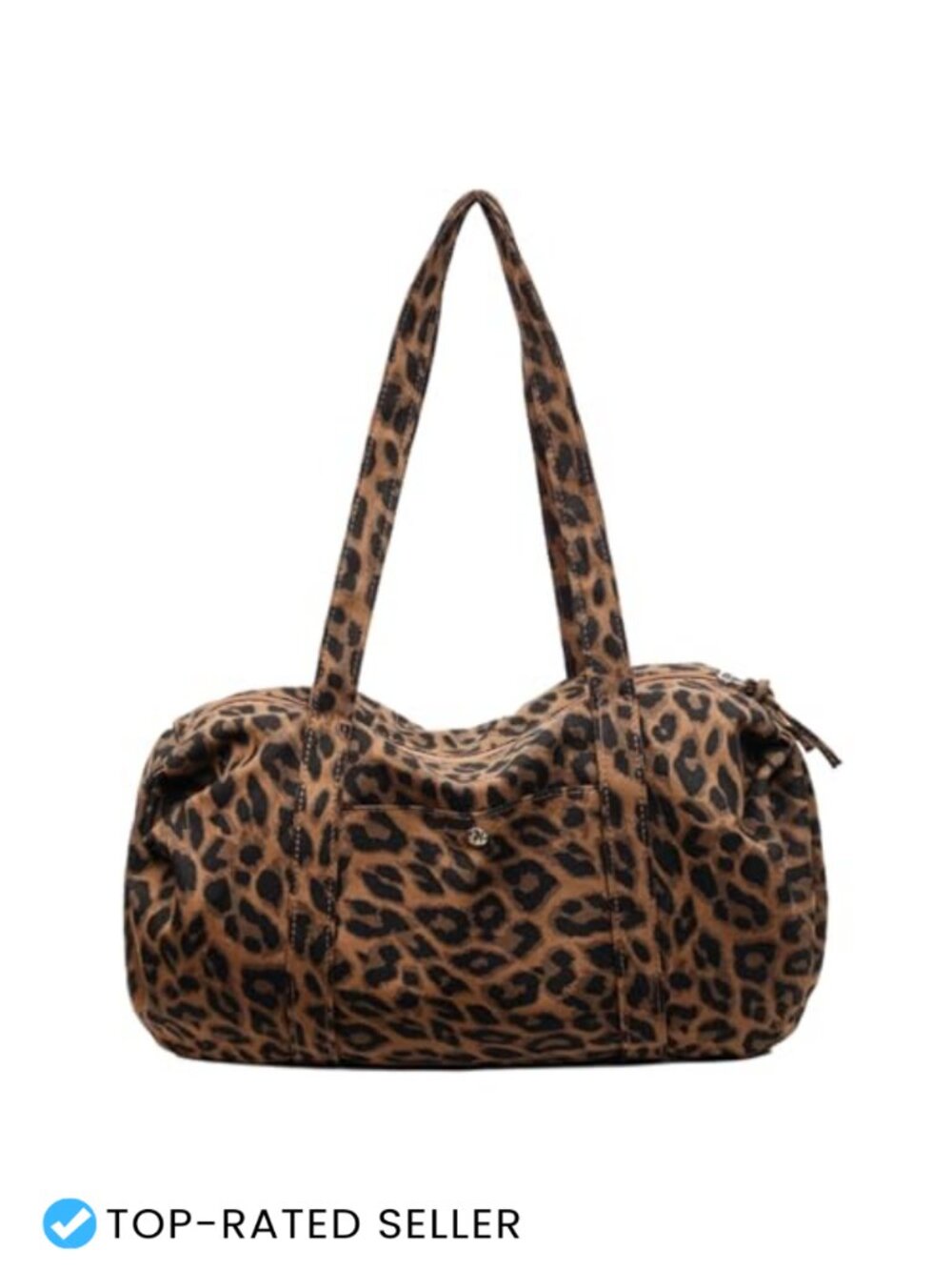 Y2K Leopard Print Nylon Shoulder Bag Retro Chic Boston Barrel Handbag Top Handle